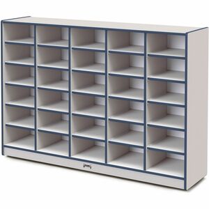 Jonti-Craft+Rainbow+Accents+Cubbie+Mobile+Storage+-+30+Compartment%28s%29+-+42%26quot%3B+Height+x+60%26quot%3B+Width+x+15%26quot%3B+Depth+-+Durable%2C+Laminated+-+Navy+-+Hard+Rubber+-+1+Each