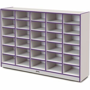 Jonti-Craft+Rainbow+Accents+Cubbie+Mobile+Storage+-+30+Compartment%28s%29+-+42%26quot%3B+Height+x+60%26quot%3B+Width+x+15%26quot%3B+Depth+-+Durable%2C+Laminated+-+Purple+-+Hard+Rubber+-+1+Each