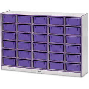 Jonti-Craft+Rainbow+Accents+Mobile+Tub+Bin+Storage+-+30+Compartment%28s%29+-+42%26quot%3B+Height+x+60%26quot%3B+Width+x+15%26quot%3B+Depth+-+Durable%2C+Laminated+-+Purple+-+Hard+Rubber+-+1+Each