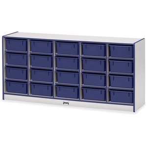 Jonti-Craft+Rainbow+Accents+Cubbie+Mobile+Storage+-+20+Compartment%28s%29+-+29.50%26quot%3B+Height+x+24.50%26quot%3B+Width+x+15%26quot%3B+Depth+-+Durable%2C+Laminated+-+Blue+-+Hard+Rubber+-+1+Each