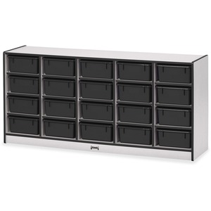 Jonti-Craft+Rainbow+Accents+Cubbie+Mobile+Storage+-+20+Compartment%28s%29+-+29.50%26quot%3B+Height+x+24.50%26quot%3B+Width+x+15%26quot%3B+Depth+-+Durable%2C+Laminated+-+Black+-+Hard+Rubber+-+1+Each