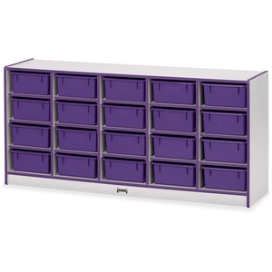 Jonti-Craft+Rainbow+Accents+Cubbie+Mobile+Storage+-+20+Compartment%28s%29+-+29.50%26quot%3B+Height+x+24.50%26quot%3B+Width+x+15%26quot%3B+Depth+-+Durable%2C+Laminated+-+Purple+-+Hard+Rubber+-+1+Each