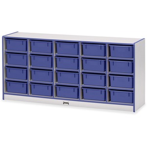 Jonti-Craft+Rainbow+Accents+Mobile+Tub+Bin+Storage+-+20+Compartment%28s%29+-+29.50%26quot%3B+Height+x+24.50%26quot%3B+Width+x+15%26quot%3B+Depth+-+Durable%2C+Laminated+-+Blue+-+Hard+Rubber+-+1+Each