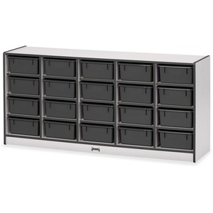 Jonti-Craft+Rainbow+Accents+Mobile+Tub+Bin+Storage+-+20+Compartment%28s%29+-+29.50%26quot%3B+Height+x+24.50%26quot%3B+Width+x+15%26quot%3B+Depth+-+Durable%2C+Laminated+-+Black+-+Hard+Rubber+-+1+Each