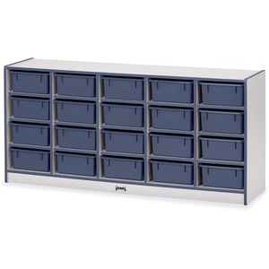 Jonti-Craft+Rainbow+Accents+Mobile+Tub+Bin+Storage+-+20+Compartment%28s%29+-+29.50%26quot%3B+Height+x+24.50%26quot%3B+Width+x+15%26quot%3B+Depth+-+Durable%2C+Laminated+-+Navy+-+Hard+Rubber+-+1+Each