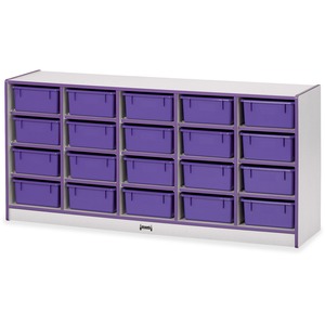 Jonti-Craft+Rainbow+Accents+Mobile+Tub+Bin+Storage+-+20+Compartment%28s%29+-+29.50%26quot%3B+Height+x+24.50%26quot%3B+Width+x+15%26quot%3B+Depth+-+Durable%2C+Laminated+-+Purple+-+Hard+Rubber+-+1+Each