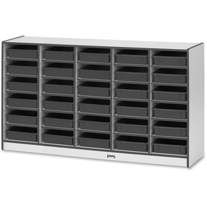 Jonti-Craft+Rainbow+Accents+Mobile+Paper-Tray+Storage+-+30+Compartment%28s%29+-+35.50%26quot%3B+Height+x+60%26quot%3B+Width+x+15%26quot%3B+Depth+-+Chip+Resistant%2C+Laminated+-+Black+-+Rubber+-+1+Each