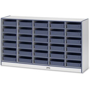 Jonti-Craft+Rainbow+Accents+Mobile+Paper-Tray+Storage+-+30+Compartment%28s%29+-+35.50%26quot%3B+Height+x+60%26quot%3B+Width+x+15%26quot%3B+Depth+-+Chip+Resistant%2C+Laminated+-+Navy+-+Rubber+-+1+Each
