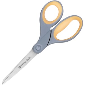 SKILCRAFT%C2%AE+Titanium+Straight+Scissors+-+Straight+-+Titanium+-+Gray%2FYellow+-+1+Each
