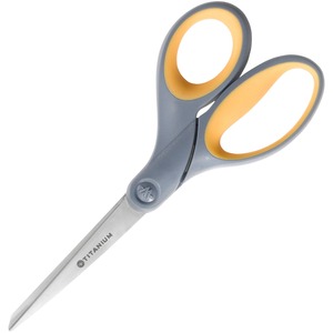 SKILCRAFT%C2%AE+Titanium+Bonded+Scissors+-+Straight-left%2Fright+-+Titanium+-+Gray%2FYellow+-+1+Each