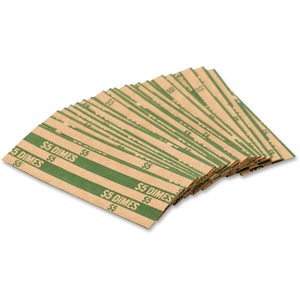 PAP-R Flat Coin Wrappers - Total $5.0 in 50 Coins of 10? Denomination - Heavy Duty - Paper - Green