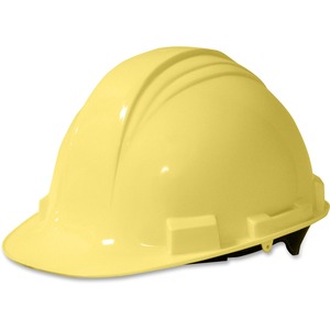 NORTH Peak A59 HDPE Shell Hard Hat - Adjustable Suspender, Comfortable, Lock Mechanism, Adjustable Height - Head, Chemical, Thread Abrasion, Impact, Welding Sparks Protection - Nylon, High-density Polyethylene (HDPE), Plastic Suspension - Yellow - 1 Each