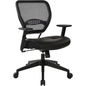 Office+Star+Professional+Dark+Air+Grid+Back+Managers+Chair+-+Leather+Seat+-+5-star+Base+-+Black+-+1+Each