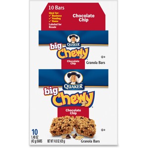 Quaker+Oats+Chocolate+Chip+Big+Chewy+Granola+Bar+-+Individually+Wrapped+-+Chocolate+Chip+-+Box+-+1.48+oz+-+10+%2F+Box