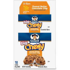 Quaker+Oats+Peanut+Butter+Big+Chewy+Granola+Bar+-+Individually+Wrapped+-+Peanut+Butter+-+Box+-+1.48+oz+-+10+%2F+Box