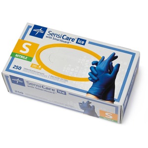 Medline+SensiCare+Ice+Blue+Nitrile+Exam+Gloves+-+Small+Size+-+Dark+Blue+-+Comfortable%2C+Chemical+Resistant%2C+Latex-free%2C+Textured+Fingertip%2C+Non-sterile%2C+Durable+-+For+Medical+-+250+%2F+Box+-+9.50%26quot%3B+Glove+Length