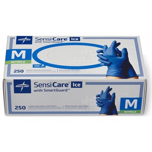 Medline+SensiCare+Ice+Blue+Nitrile+Exam+Gloves+-+Medium+Size+-+Dark+Blue+-+Comfortable%2C+Chemical+Resistant%2C+Latex-free%2C+Textured+Fingertip%2C+Non-sterile%2C+Durable+-+For+Medical+-+250+%2F+Box+-+9.50%26quot%3B+Glove+Length