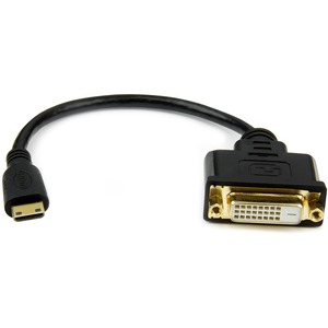 StarTech.com 8 in (20cm) Mini HDMI to DVI Cable, DVI-D to HDMI Cable (1920x1200p), HDMI Mini Male to DVI-D Female Display Cable Adapter - 8in/20cm Mini HDMI male to DVI-Digital (24-pin) female adapter; Full HD 1920x1200p 60Hz/1080p/Single link/24 Bpp - 32