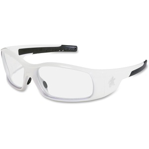 Crews Swagger White Frame Safety Glasses - Scratch Resistant, Non-Slip Temple, Heavy Duty, Flexible - Ultraviolet Protection - 1 Each