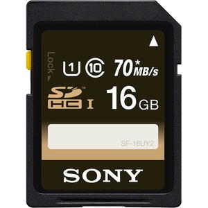 Sony SF16UY2/TQ 16 GB Class 10/UHS-I SDHC - 1 Pack - 70 MB/s Read - 10 MB/s Write