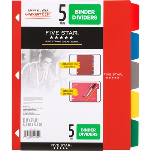 Five Star Multicolor 5-tab Binder Dividers - 5 x Divider(s) - 9.1