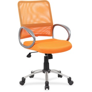 Boss Mesh Back Chair - Orange Mesh Seat - Chrome, Black Pewter Frame - 5-star Base - Orange - 1 Each