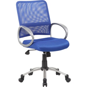 Boss Mesh Back Chair - Blue Mesh Seat - Chrome, Black Pewter Frame - 5-star Base - Blue - 1 Each