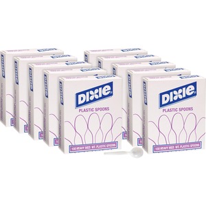 Dixie Heavy Medium-weight Disposable Soup Spoons Grab-N-Go by GP Pro - 100 / Box - 1000 Piece(s) - 1000/Carton - Soup Spoon - 1000 x Soup Spoon - General Purpose - Plastic - White