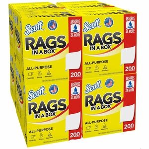 Scott+Rags+In+A+Box%26trade%3B+-+13%26quot%3B+Length+x+10%26quot%3B+Width+-+200+%2F+Box+-+8+%2F+Carton+-+Soft%2C+Strong%2C+Lint-free%2C+Absorbent+-+White