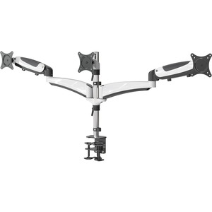 Amer Mounts Hydra3 Clamp Mount for Flat Panel Display, Curved Screen Display - Black, Chrome, White - Height Adjustable - 3 Display(s) Supported - 15" to 28" Screen Support - 24 kg Load Capacity - 100 x 100, 75 x 75 - VESA Mount Compatible - 1