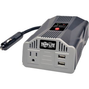 Tripp Lite 200W PowerVerter Ultra-Compact Car Inverter with Outlet and 2 USB Charging Ports - Input Voltage: 12 V DC - Output Voltage: 120 V AC, 5 V DC - Continuous Power: 200 W