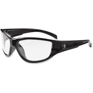 Ergodyne Njord Clear Lens Safety Glasses - Durable, Flexible, Scratch Resistant - Ultraviolet Protection - Black - 1 Each