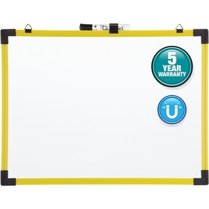 Quartet+Industrial+Magnetic+Whiteboard+-+48%26quot%3B+%284+ft%29+Width+x+36%26quot%3B+%283+ft%29+Height+-+White+Painted+Steel+Surface+-+Bright+Yellow+Aluminum+Frame+-+Rectangle+-+Horizontal+-+Magnetic+-+1+Each