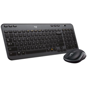 Logitech MK360 Full-size Wireless Scissor Keyboard and Mouse - Black - USB Wireless Keyboard - Beige, Black - USB Wireless Mouse - Optical - 1000 dpi - Black - AA - Compatible with Notebook for PC