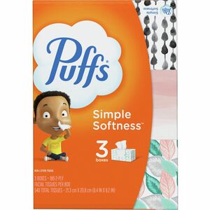 Puffs+Basic+Facial+Tissues+-+2+Ply+-+8.40%26quot%3B+x+8.20%26quot%3B+-+Assorted+-+180+Per+Box+-+3+%2F+Pack