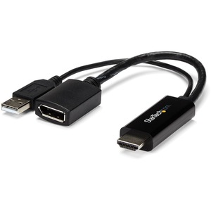 StarTech.com HDMI to DisplayPort Adapter - 4K 30Hz - HDMI to DisplayPort Converter - Compact HDMI to DP Adapter - USB-Powered - Connect an HDMI laptop or desktop to a DisplayPort monitor, using this compact, USB-powered adapter - HDMI to DisplayPort Adapter - HDMI to DisplayPort Converter - HDMI to DP Adapter - Active HDMI to DisplayPort Adapter - HDMI 1.4 to DisplayPort 1.2
