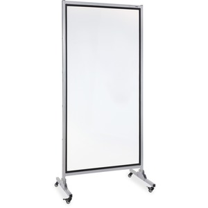 Lorell+Double-sided+Dry-Erase+Easel%2FRoom+Divider+-+37.5%26quot%3B+%283.1+ft%29+Width+x+82.5%26quot%3B+%286.9+ft%29+Height+-+White+Steel+Surface+-+Black+Aluminum+Frame+-+Rectangle+-+Magnetic+-+1+Each