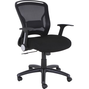 Lorell+Flipper+Arm+Mid-back+Office+Chair+-+Fabric+Seat+-+Mid+Back+-+5-star+Base+-+Black+-+1+Each