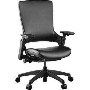 Lorell Serenity Series Executive Multifunction High-back Chair - Leather Seat - High Back - Black - Leather - 1 Each