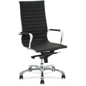 Lorell+Modern+Executive+High-Back+Office+Chair+-+Leather+Seat+-+Leather+Back+-+High+Back+-+5-star+Base+-+Black+-+1+Each