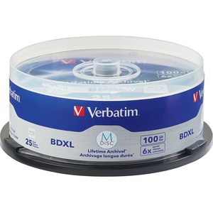 Verbatim Blu-ray Recordable Media - BD-R XL - 4x - 100 GB - 25 Pack Spindle - 120mm