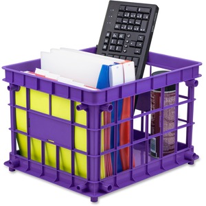 Storex+Storage+Crate+-+External+Dimensions%3A+14.3%26quot%3B+Width+x+17.3%26quot%3B+Depth+x+11.2%26quot%3B+Height+-+Stackable+-+Assorted+-+For+File%2C+Classroom+Supplies+-+Recycled+-+3+%2F+Set