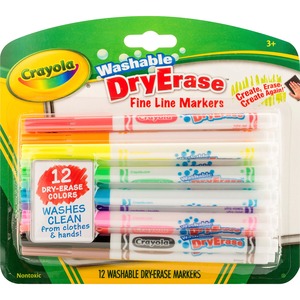 Crayola+Washable+Dry+Erase+Fine+Line+Markers+-+Fine+Marker+Point+-+Bullet+Marker+Point+Style+-+Assorted+-+12+%2F+Set