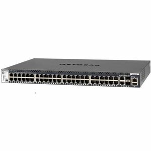 Netgear M4300 48x1G Stackable Managed Switch with 2x10GBASE-T and 2xSFP+ - 50 Ports - Manageable - Gigabit Ethernet, 10 Gigabit Ethernet - 10GBase-T, 1000Base-T, 10GBase-X - 3 Layer Supported - Modular - Optical Fiber, Twisted Pair - 1U High - Rack-mountable