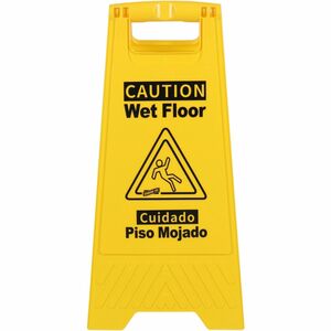 Genuine+Joe+Universal+Graphic+Wet+Floor+Sign+-+6+%2F+Carton+-+English%2C+Spanish+-+Wet+Floor+Print%2FMessage+-+Foldable+-+Yellow