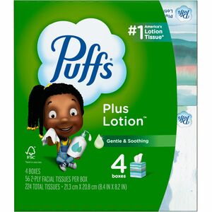 Puffs+Plus+Lotion+Facial+Tissues+-+2+Ply+-+White+-+56+Per+Box+-+4+%2F+Pack
