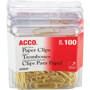 ACCO+Gold+Tone+Paper+Clips+-+No.+2+-+1.4%26quot%3B+Length+x+0.5%26quot%3B+Width+-+10+Sheet+Capacity+-+for+Office%2C+Home%2C+School%2C+Document%2C+Paper+-+Sturdy%2C+Flex+Resistant%2C+Bend+Resistant+-+400+%2F+Pack+-+Gold