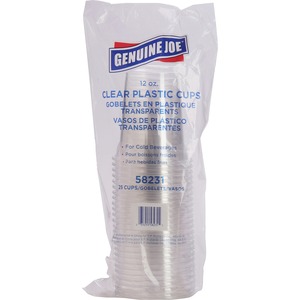 Genuine Joe Clear Plastic Cups - 20 / Pack - 12 fl oz - 20 / Carton - Clear - Plastic - Cold Drink, Beverage