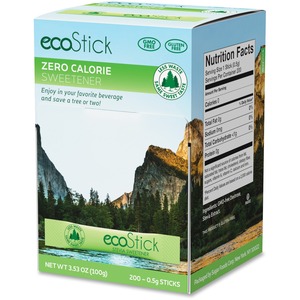 ecoStick Stevia Sweetener Packets - Packet - Artificial Sweetener - 200/Box