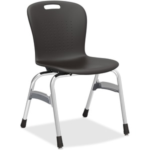 Virco Sage Series 4-Leg Stack Chair - Black Seat - Black Back - Chrome Frame - 4 Carton
